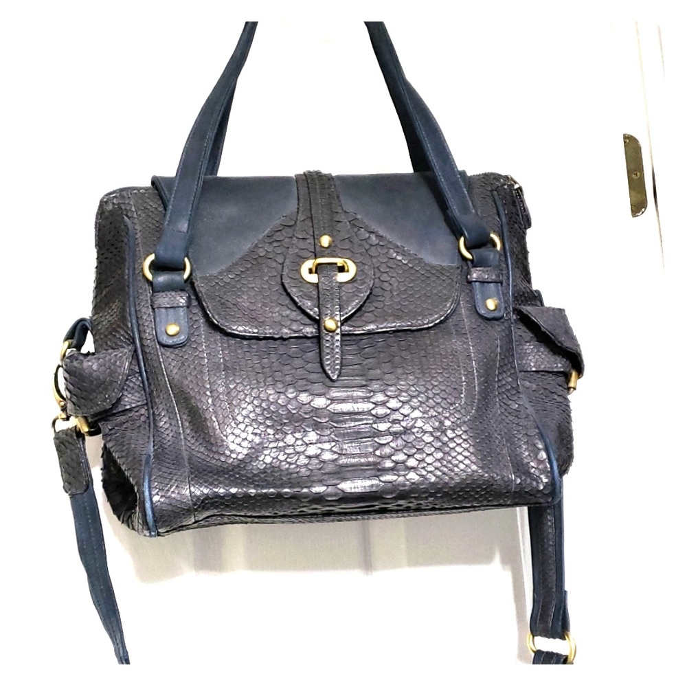 Dark Navy Snake Skin Handbag